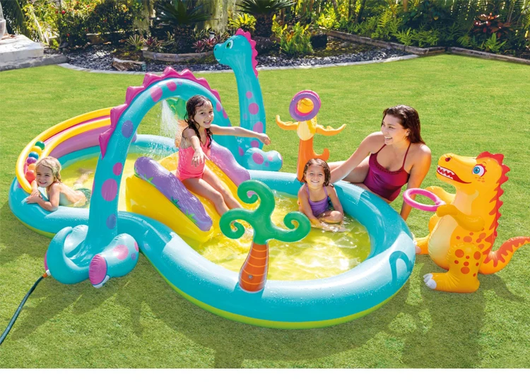 Paddling Pool with Moveable Arch Water Intex 57135NP Dinosaur Water Play Center 
