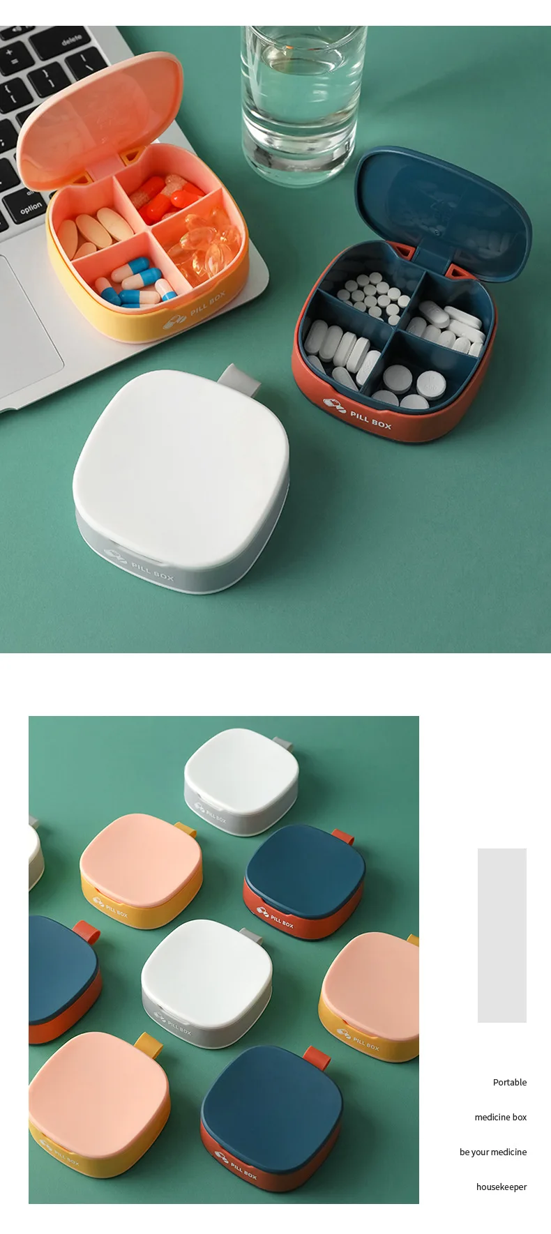 Portable small medicine box Household items travel medicine box Silicone mini sealed medicine storage box details