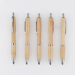 Promotion Bulk Creative Gourd Bamboo Ballpoint Pen with Customized Advertising Laser Engrave Logo for Office Gift