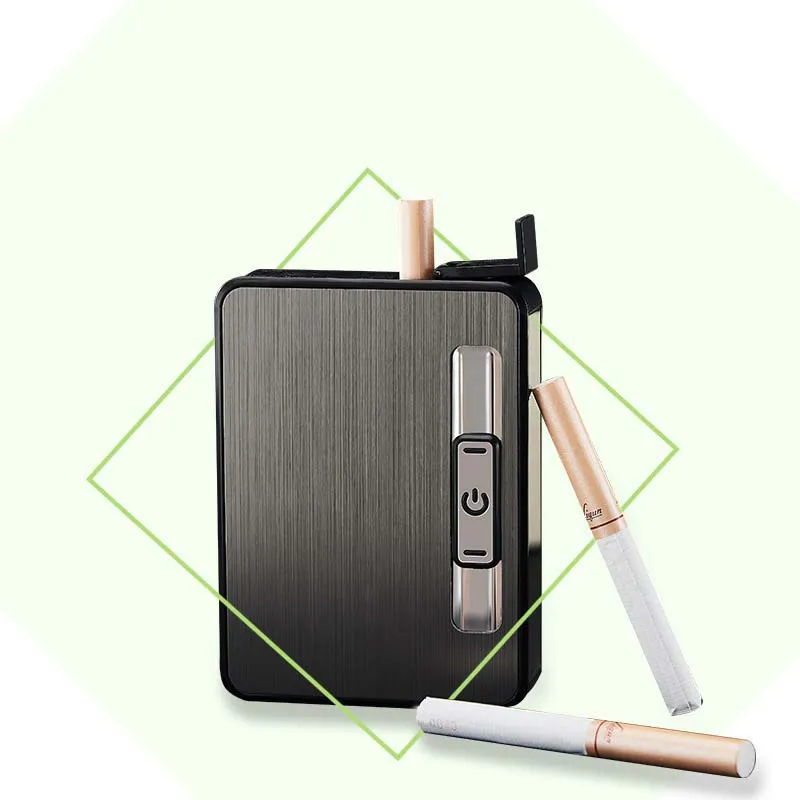 New Cigarette case with USB Lighter Built-in Heat Coil Lighter case Cigarette Is Smoking Accessories