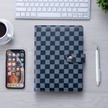 Luxury A5 Size Checkered & Black Quilted Agenda Planner | 6-RING Binder |  Journal | Diary | Notepad | Organizer Portfolio