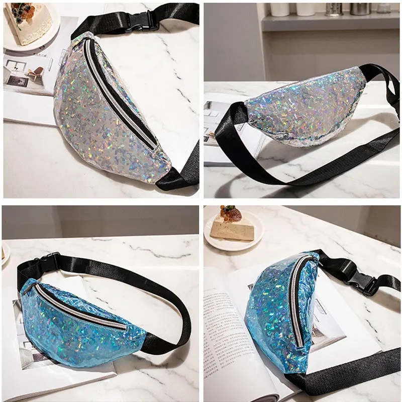 Sequins Holographic Fanny Pack Feminina Waist Pack Women s Laser Chest Waist Bag Women Belt Bag Bum Bag 2018 New