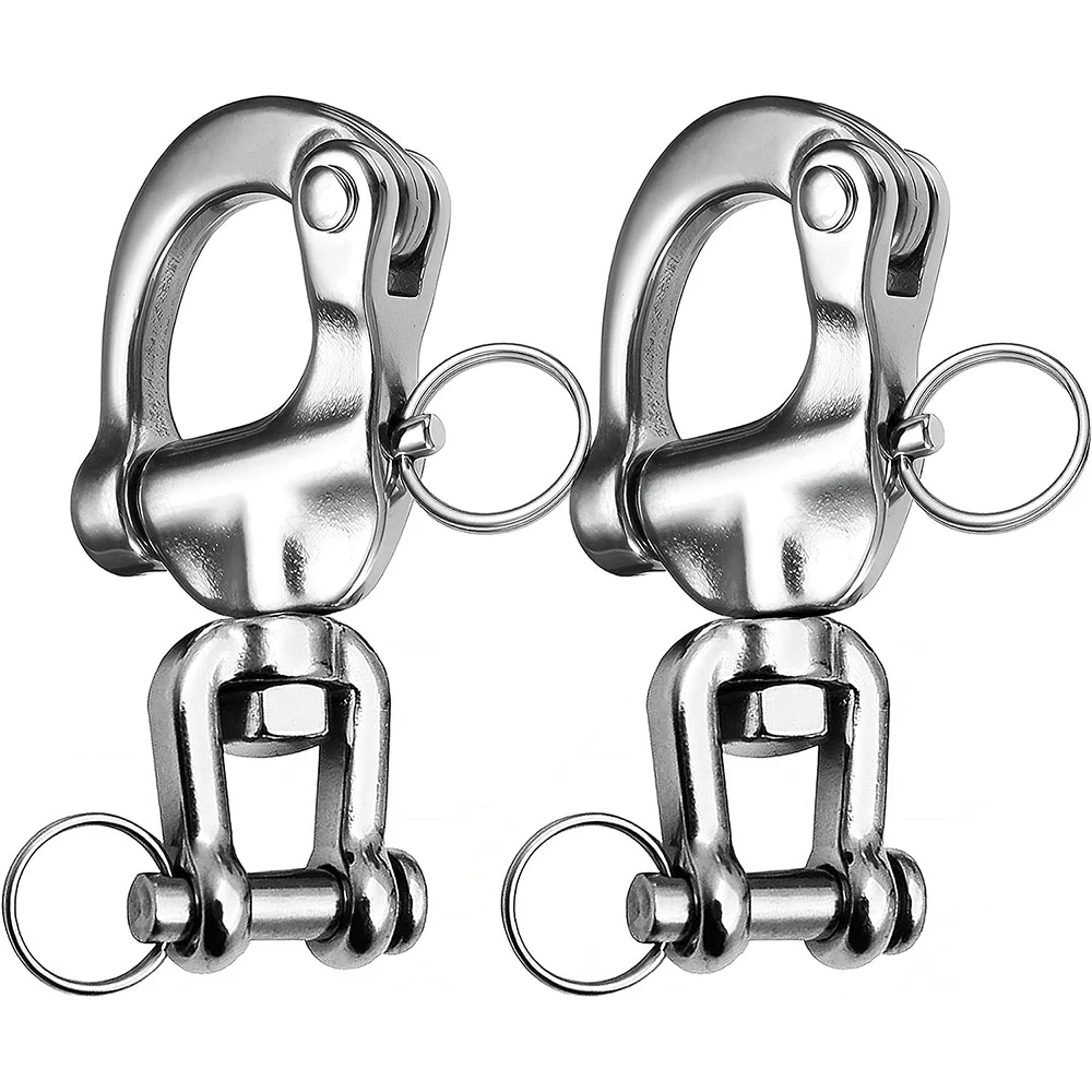 Manille à Mousqueton Pivotant 70 Mm – Acier Inoxydable 316, œil Pivotant, Pour Accastillage Bateau