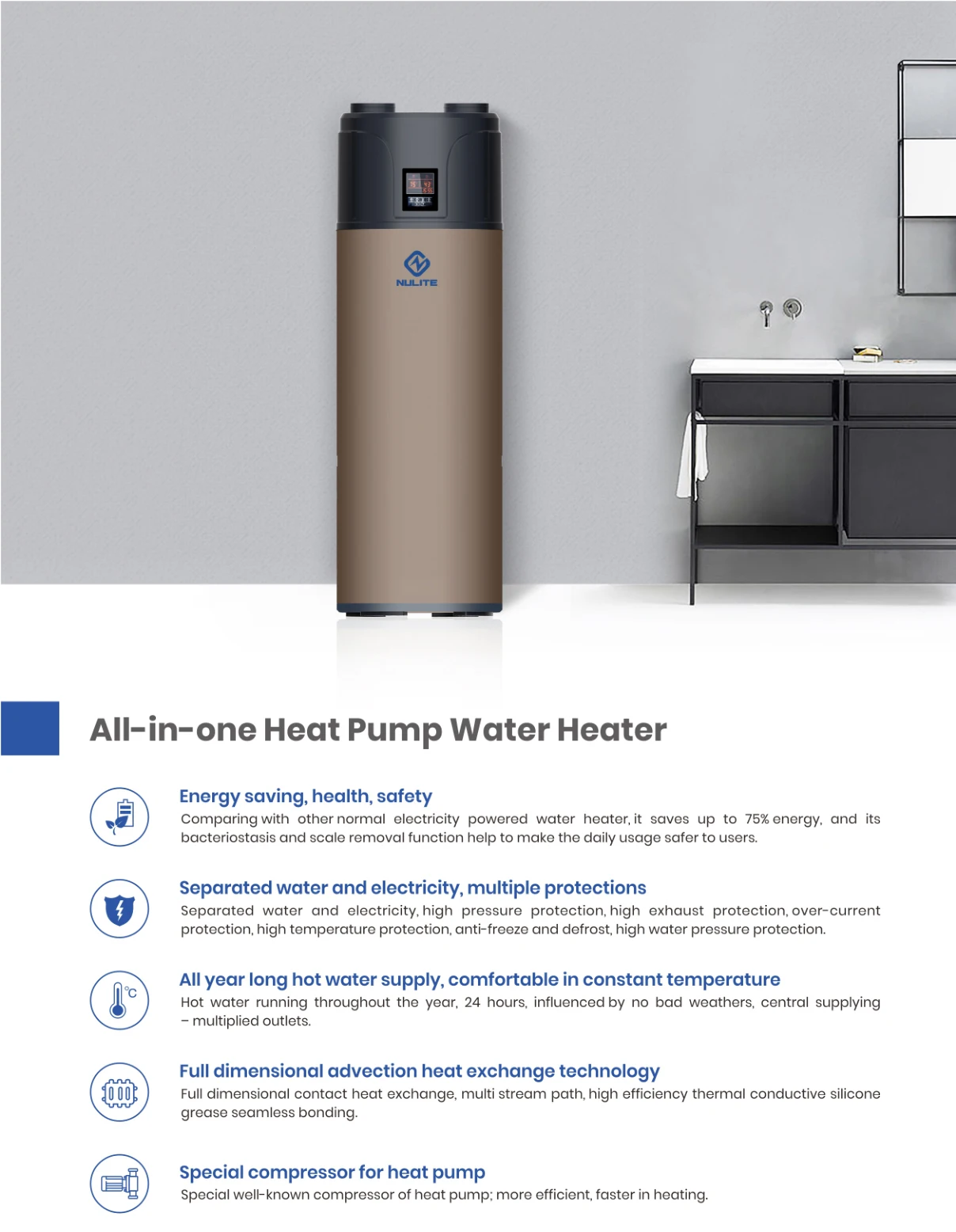 Water Heater, R134A, 220V~50hz, 1.8KW ~ 3KW - detail 4