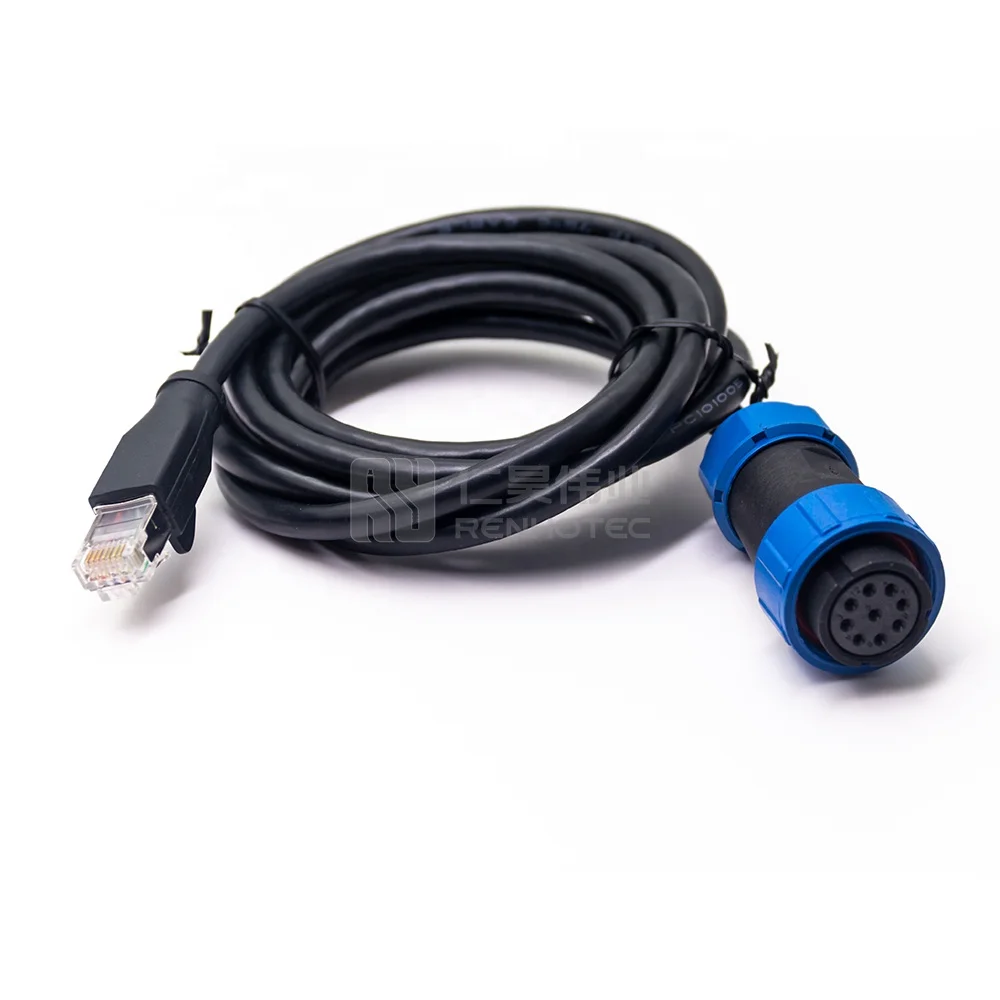 Weipu SP21 Cable Connector 9Pin Female Plug 9 Pin to RJ45 Waterproof Connector with Cable
