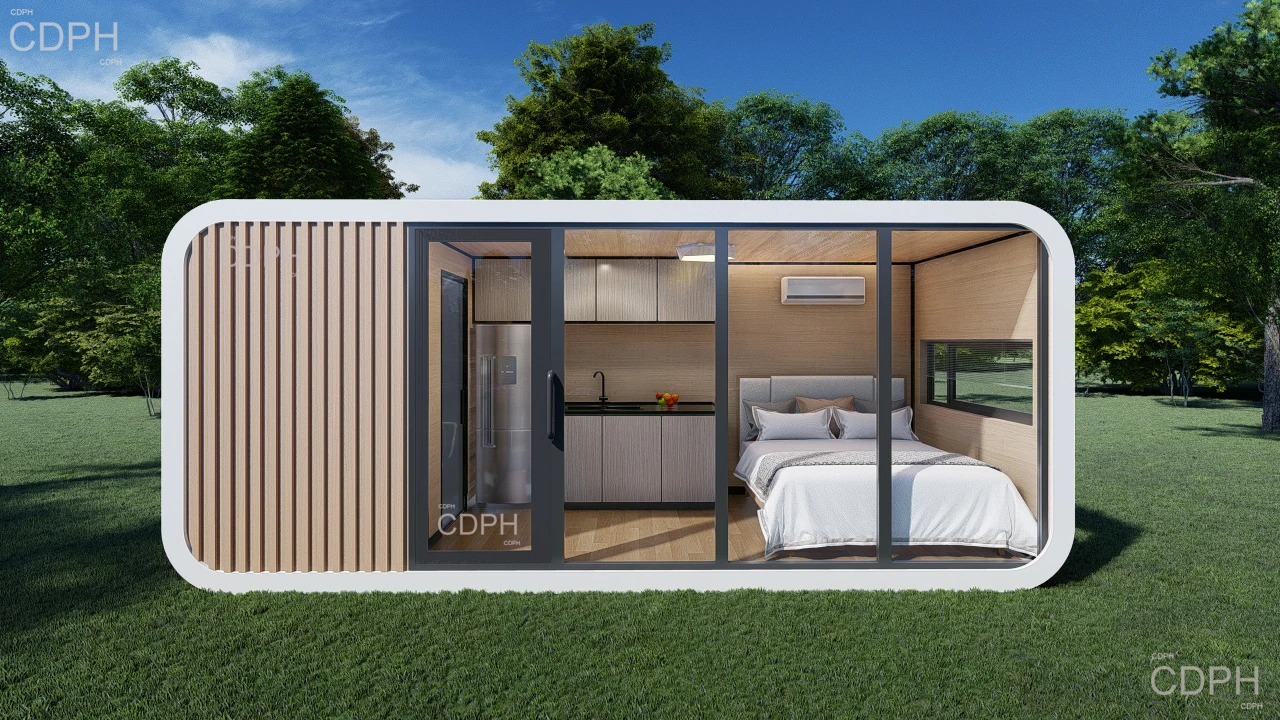 Luxurious Prefab Pod Shaped Prefabricated Movable Steel Structure Container Homes Apple Cabin Kit Houses for Sale