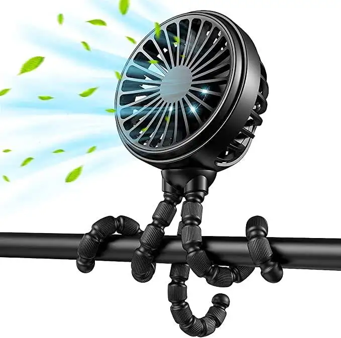 Portable Stroller Fan 5200mAh Battery with Tripod Legs Mini Rechargeable USB Fan Peloton Fan for Treadmill Camping Travel