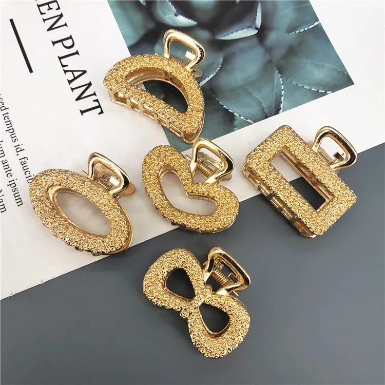 Оптовая продажа, металлические заколки для волос с позолоченными сердечками в форме веера банта, аксессуары для женщин и девочек