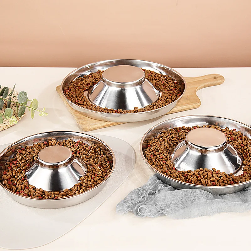 Wholesale Anti Choking Pet Slow Feeder Stainless Steel Pet Dog Bowl Food and Water Feeding and Drinking supplier