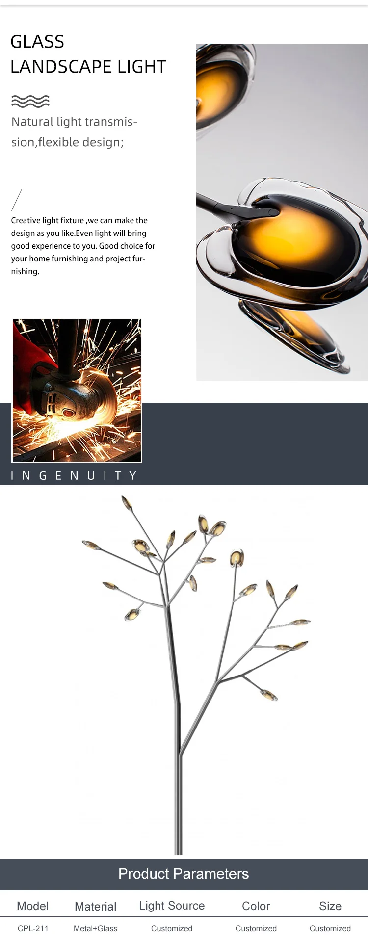 cpl 211 modern design tree branch standing light custom hotel restaurant villa decor metal glass floor lamp -2