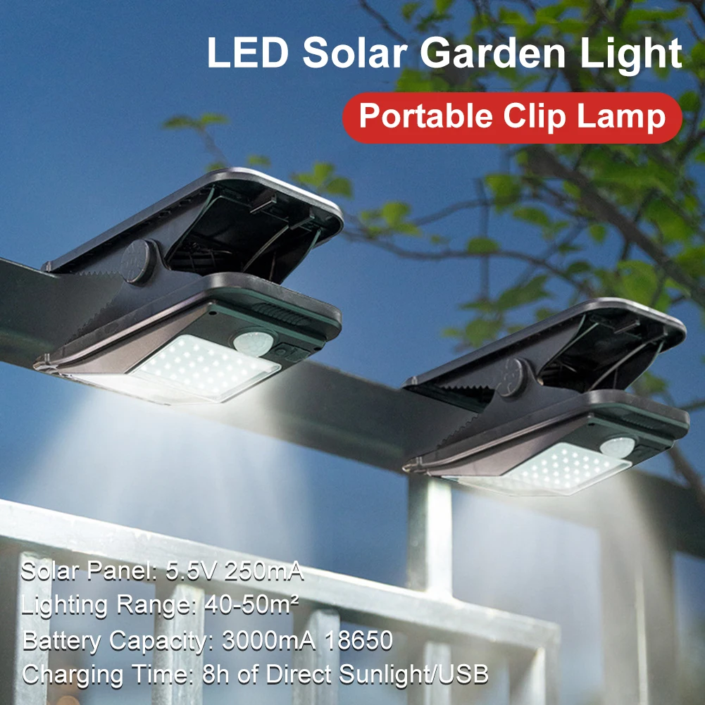 72 LED Solar Light USB Solar Clip Lamp Batteria Incorporata USB