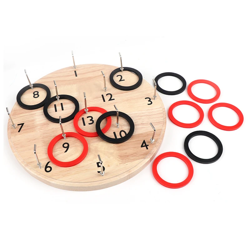 Hookey Wooden Ring Toss Game Educational Toy Set Throwing Darts Safe