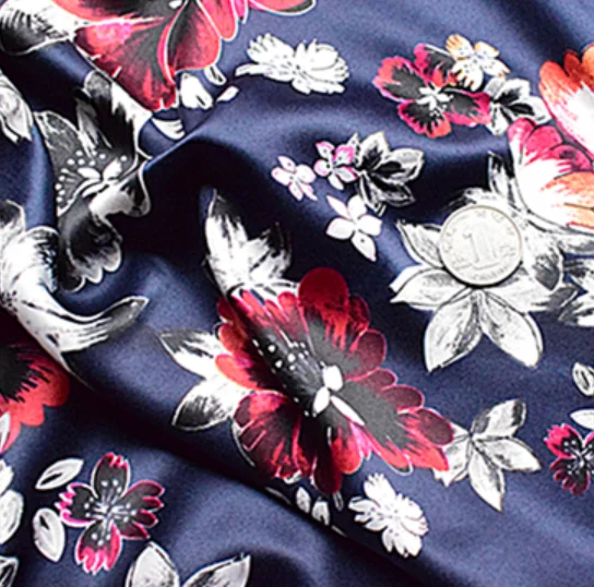 Jiangsu Manufacture Reliable Quality Printed polyester cheap polyester Satin Fabric For Dress
