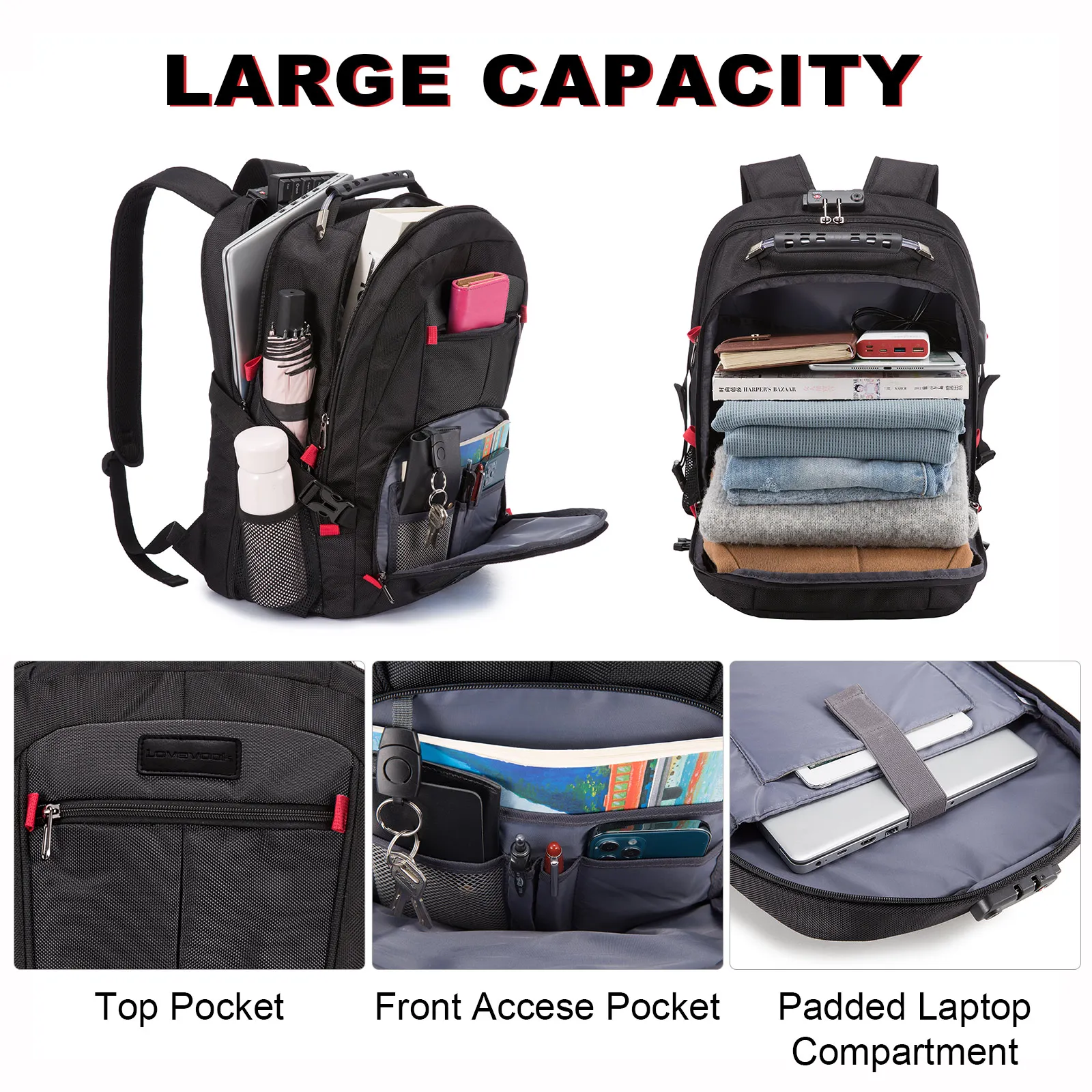 Secure and Stylish: Large Capacity Waterproof Travel Backpacks