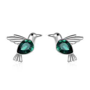 Full Custom Earrings Cubic Zircon Women Minimalist 925 Hummingbird Silver Sterling Earrings