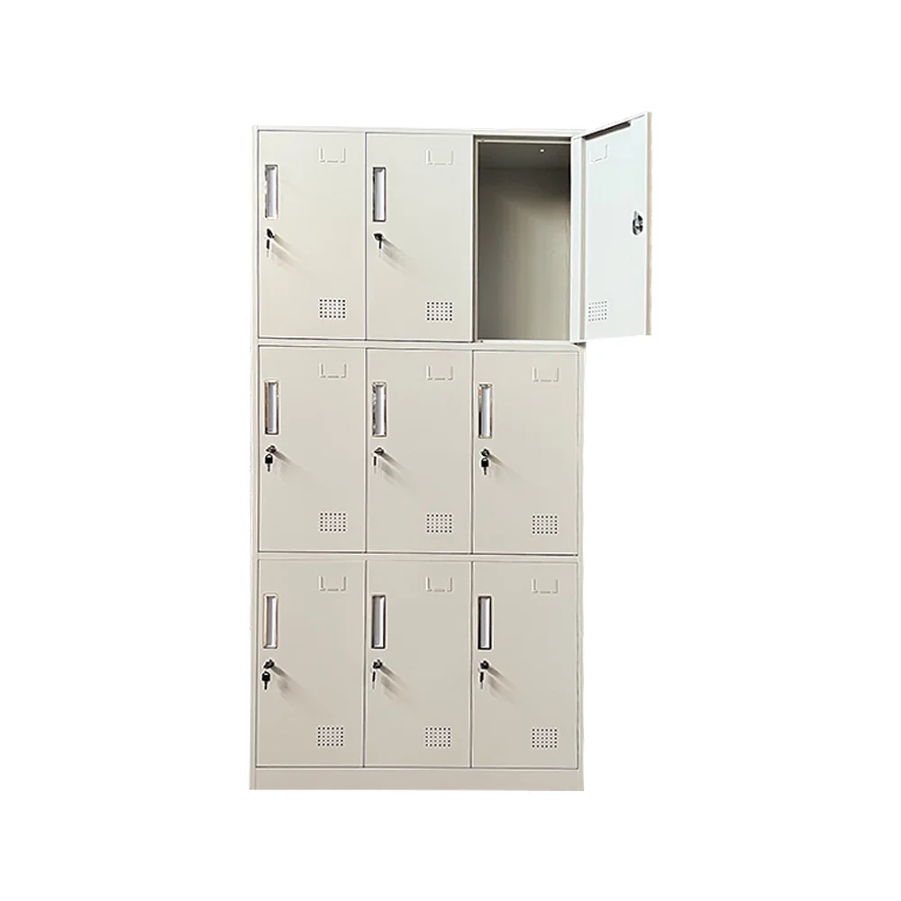 Modern 9-Door Metal Employee Storage Locker with Keys for Work School Gym Workshop Dining Living Room details