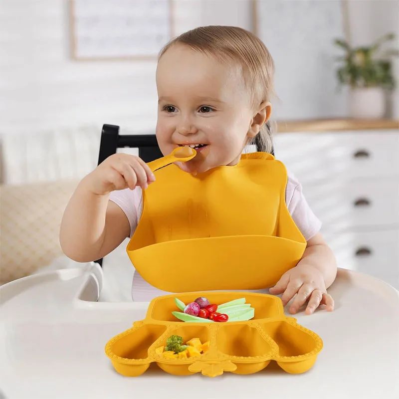 Large Crown Shape Silicone Plate Eco-Friendly Non-Toxic Colorful Infant Feeding Suction Plate Dining for Babies Kids