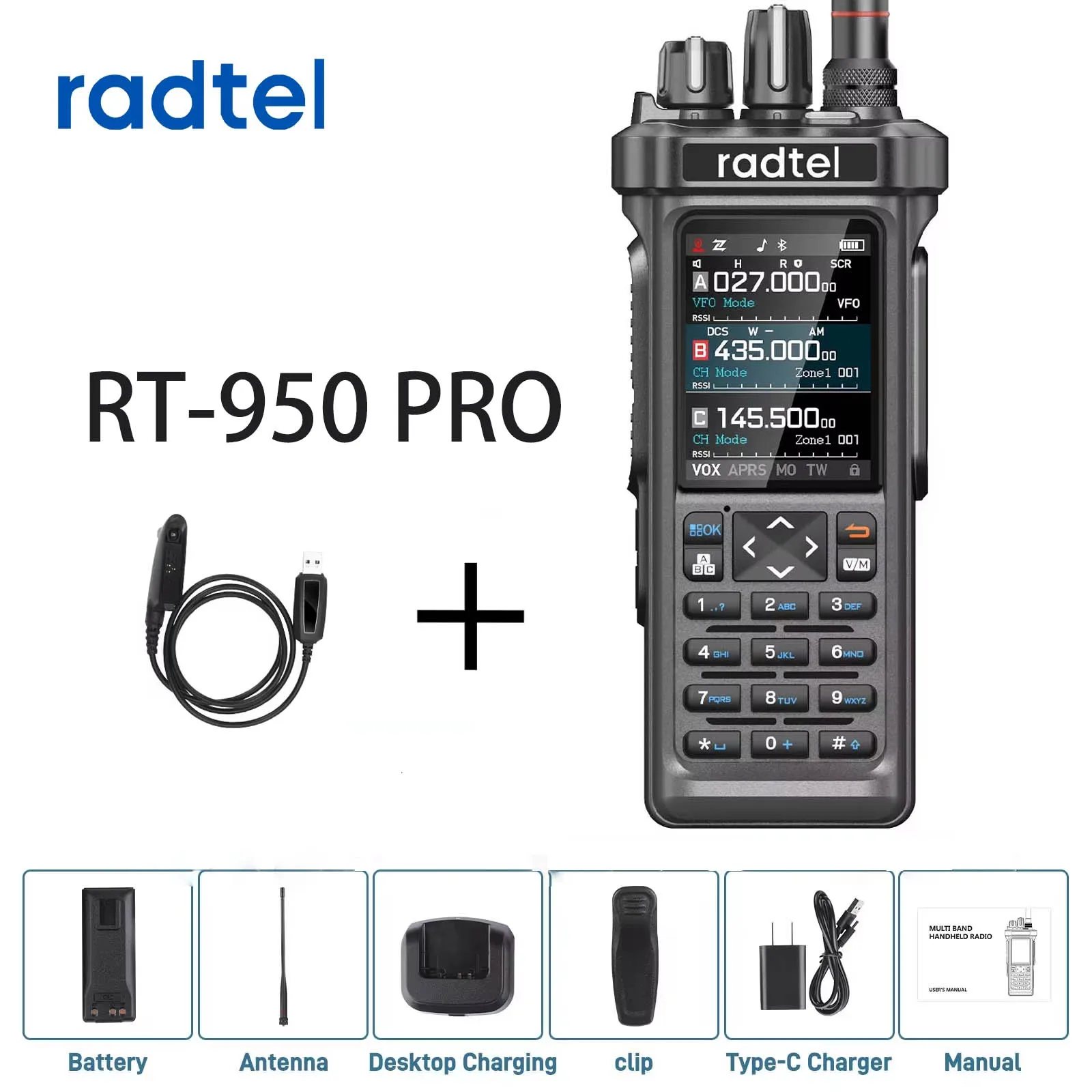 RadtelRT-950Pro10WдляBluetoothрациисGPSAPRSAM/FM/CBприемникдлярадиотрирезервныхтелефонныхпрограмм