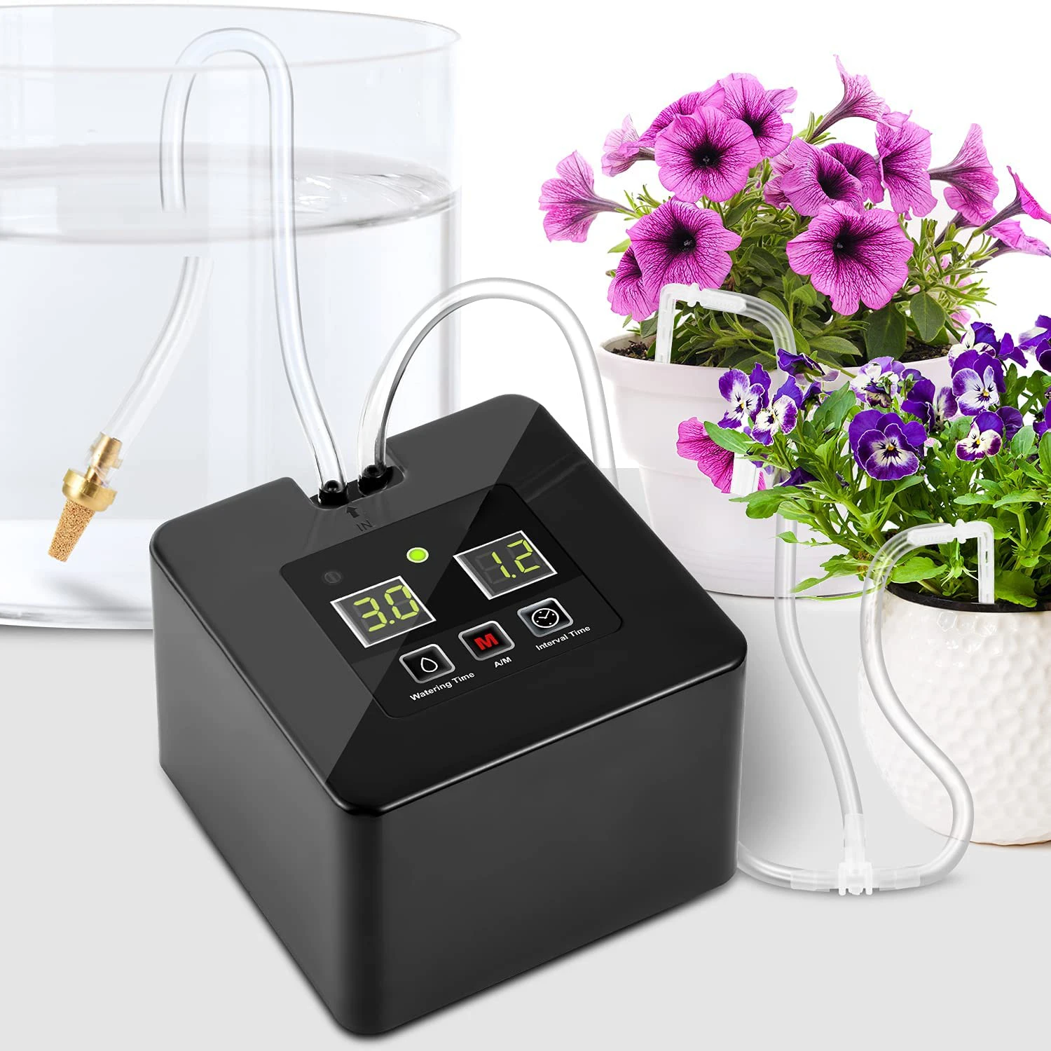  Automatic Watering System for Potted Plants,Drip Irrigation Kit  with Timer, Automatic Plant Watering Devices, LED Display and USB Power  Supply, DIY Drip System Suitable for Indoor Potted Plants : Patio