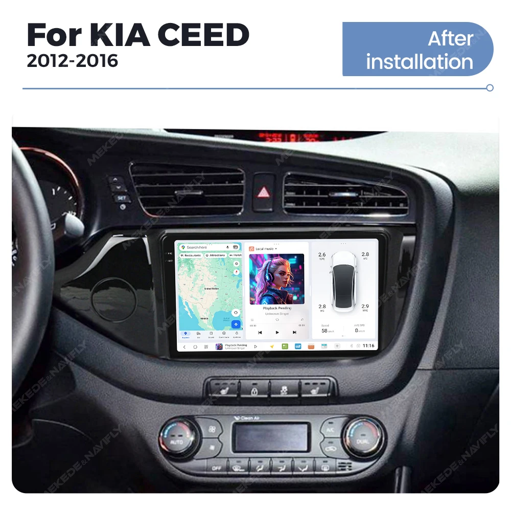 DUDUAUTO DUDU7 Car Stereo Android Auto Wireless Carplay Audio Player for Car for KIA CEED 2012-2016