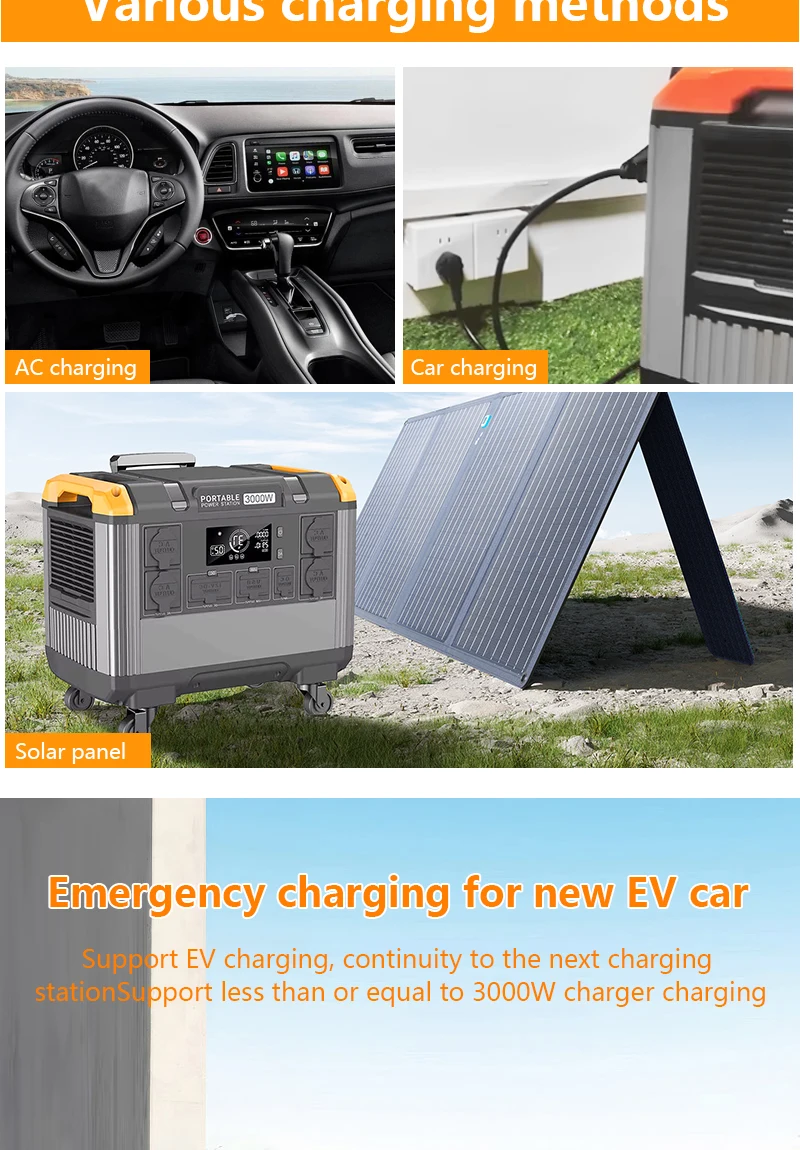Portable 1500W-5000W Solar Energy System OEM ODM 2400W 3000W 5000W Home Solar Generator Lifepo4 Lithium Car Station Outdoor Use manufacture