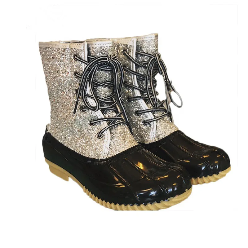 sequin duck boots