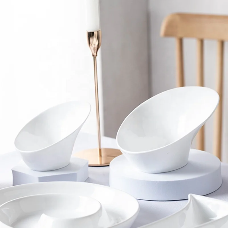 Оптовая продажа, белая керамическая посуда, доломитные тарелки, Салатница, Сервировочная тарелка, тарелка для закусок для домашней вечеринки, кухонная настольная