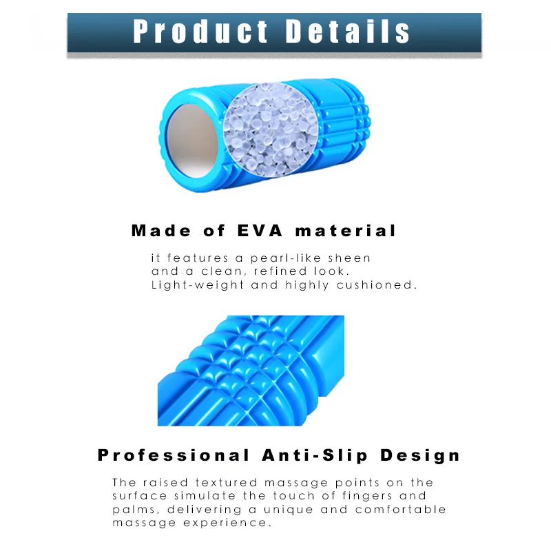 Supplier High Density EVA PVC 33cm Yoga Foam Roller for Muscle Massage and product detail 3
