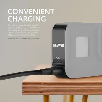 Neewer Removable Battery Cover Type-C Charging Port Adapter Aluminum Alloy Replacement Door Compatible with GoPro Hero 8 Black detail image