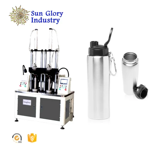 2 Stations CNC Threading Machine Metal  Bottle Production Line Flask Machine Stainless Steel Water Bottle Making Machine