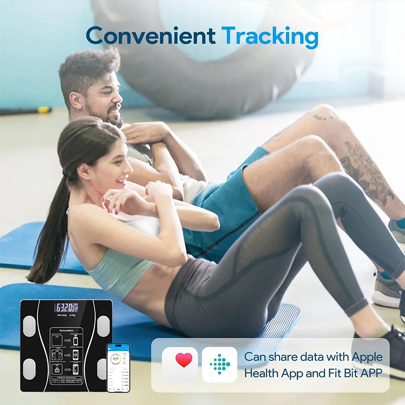 Smart Body Fat Scale Highly Accurate Bluetooth Digital Bathroom Body Composition Analyzer Measures Weight Body Fat