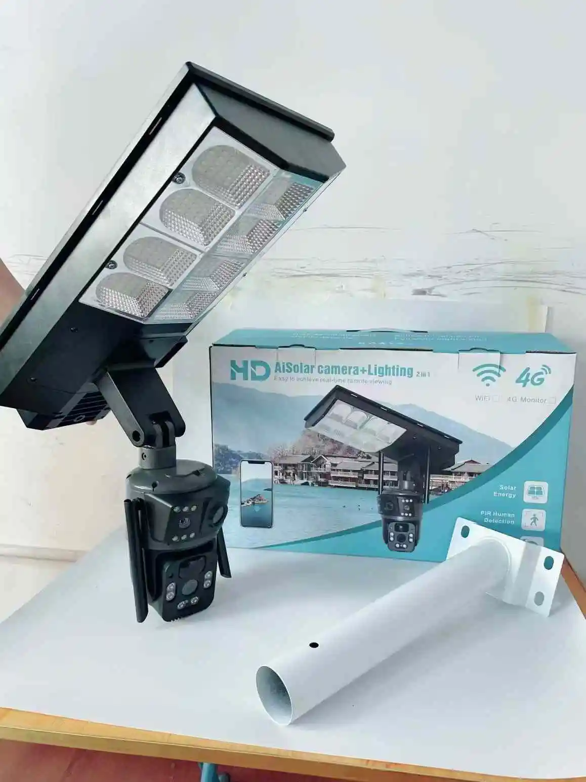 NEW Arrive Small Size 2 in 1 Courtyard Street Light Solar Camera V380 Pro Cctv Camera Dual Lens Solar 4g Sim Ptz Dome Camera