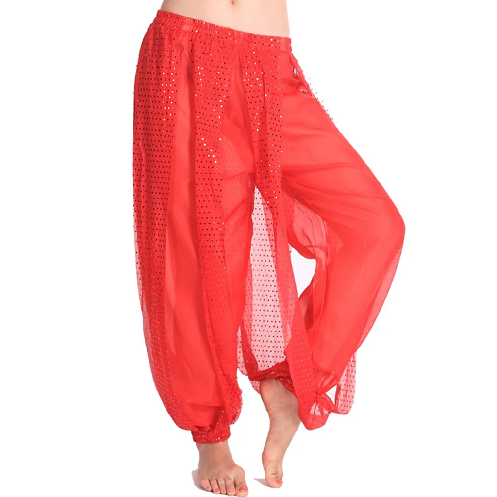 Women's Belly Dance Harem Pants with Shiny Sequin Bloomers