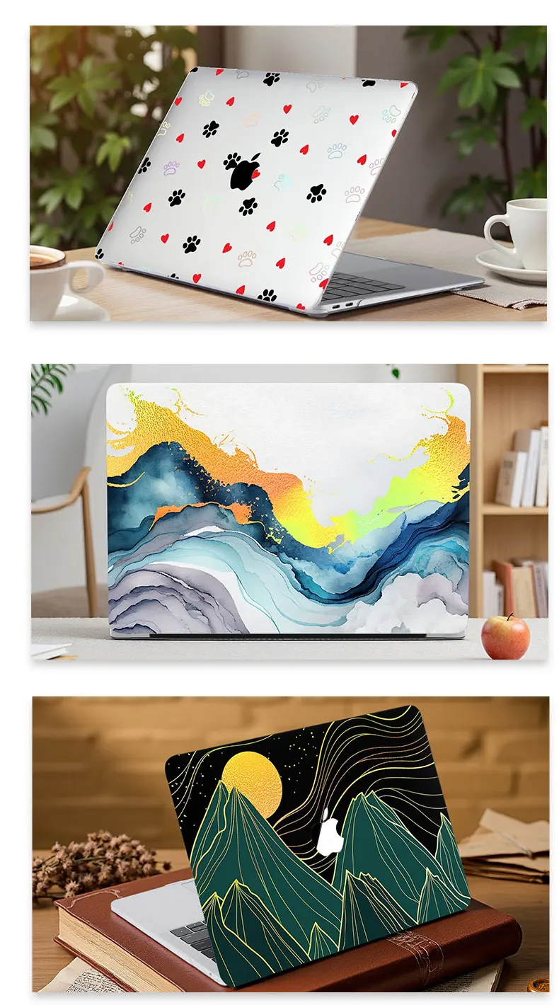 Custom Print Design PC Hard Cover Case Sling for MacBook Air 13.6 Pro 14 M4 M5-Protective Durable Simple Laptop Case for Work