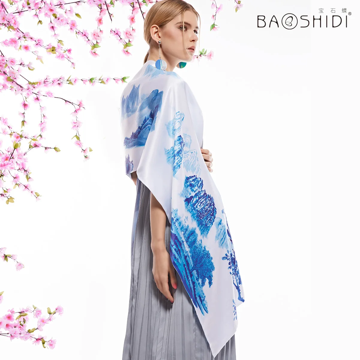 Women spring 45x180cm Fashion Long Digital Printing Custom Scarfs Silk Scarves