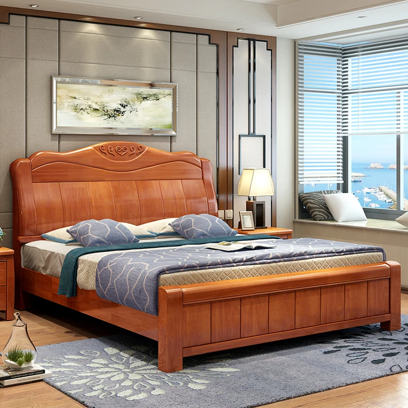 high back bed design solid wood bedroom furniture