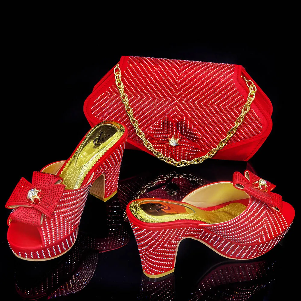 heels with matching clutch