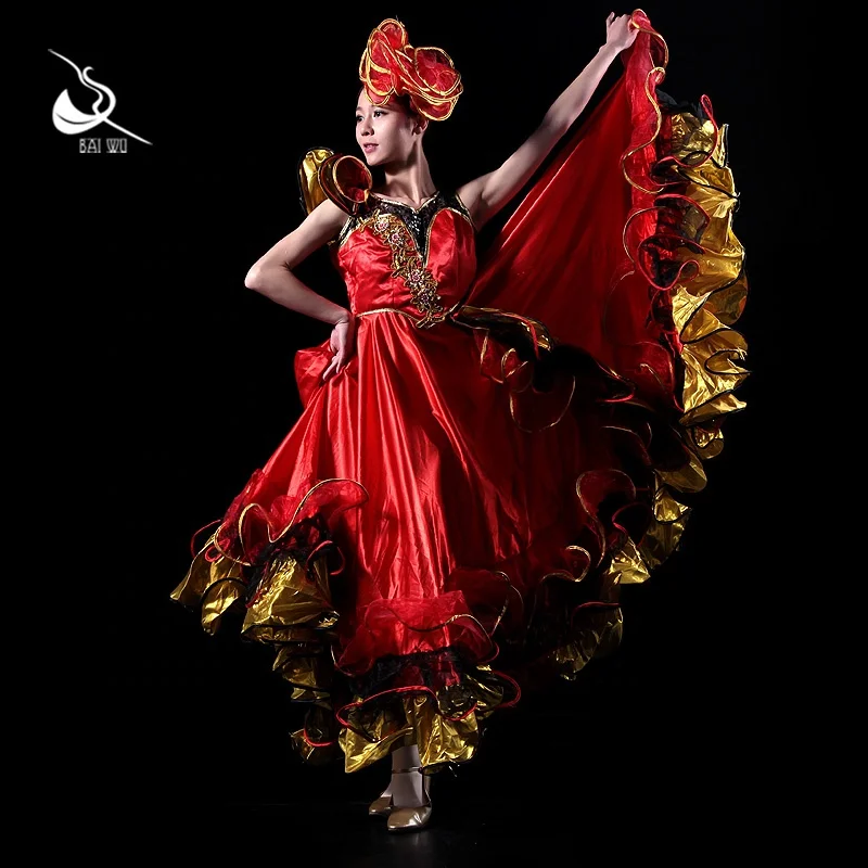 Jupe Flamenco PINTUTU - Jupe Danse Du Ventre à Paillettes, Taille Unique, Longueur 64 Cm