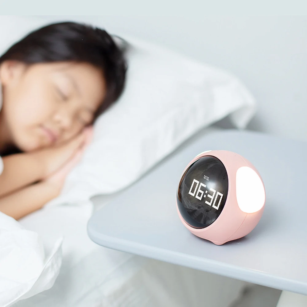 Emoticon Pixel Smart Table Clock Multifunctional Electronic Alarm Voice Control Cute Cartoon Night Light Desktop Office