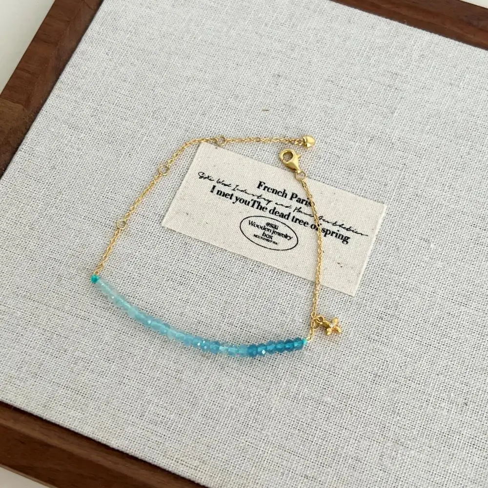 KAKODIY Ins Style 18K Gold Plated 925 Sterling Silver Jewelry Natural Blue Crystal Bead Chain Bracelet detail 10
