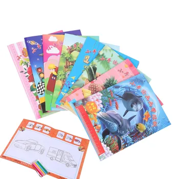 Wholesale Custom A4 Education Children Coloring Drawing Books Printing For Kids With Water Pen And Crayon