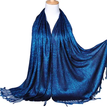 Hot Selling New Luxury Design Spanish Silk Shawls Scarves Fashion Muslim Fancy Glitter Hijabs
