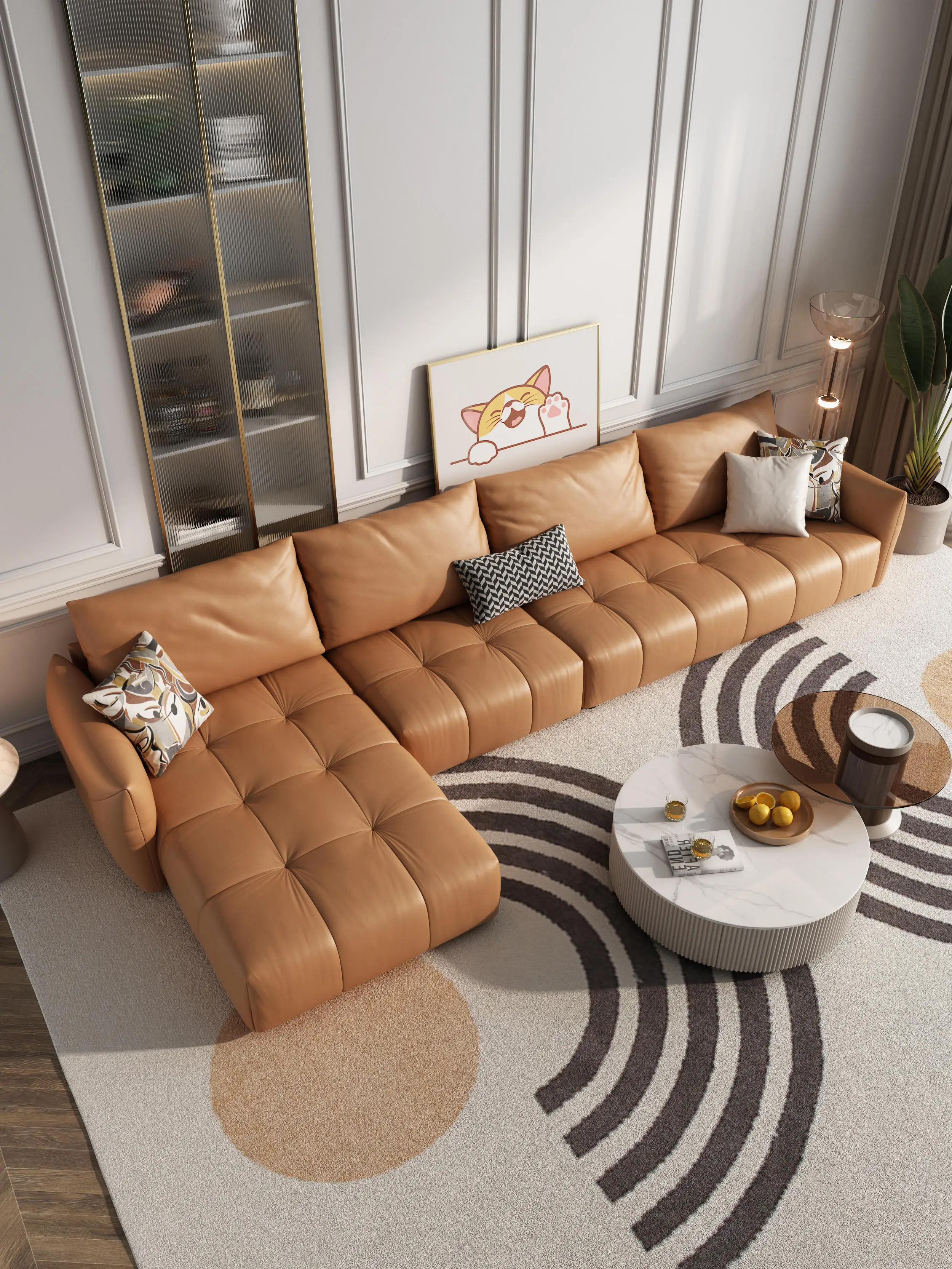 Wholesale Genuine Leather l Shape Sofa Furniture Modern Design Sofa ...