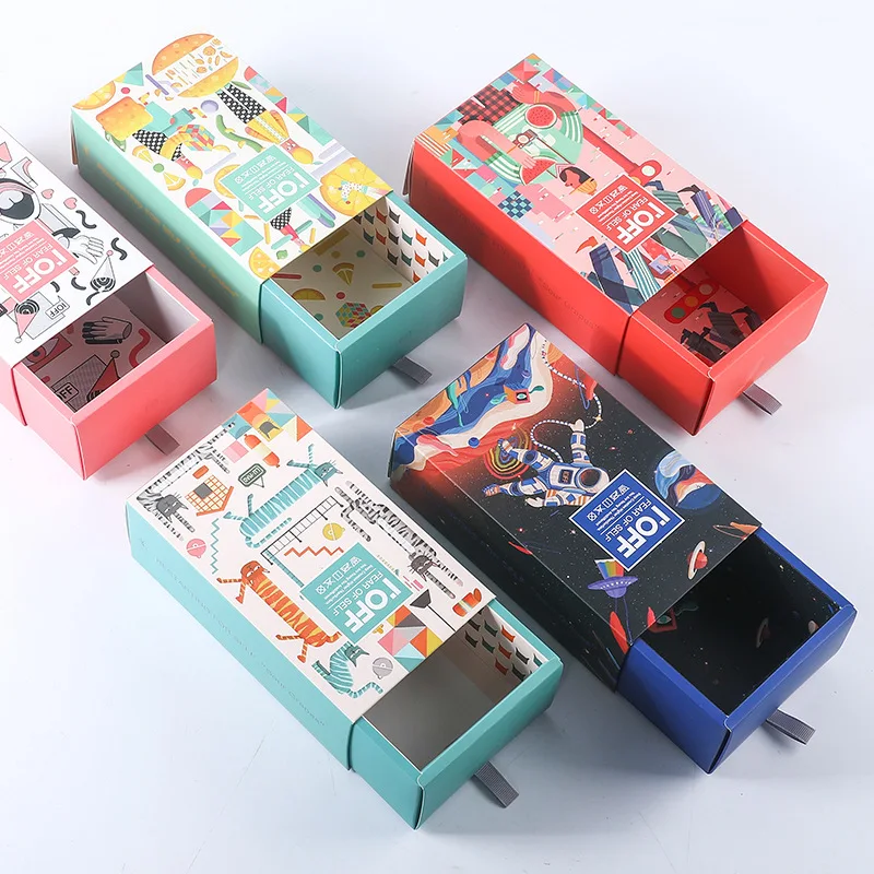Custom Logo Cardboard Paper Printed Socks Underwear Packaging Folders Drawer Boxes for Kids