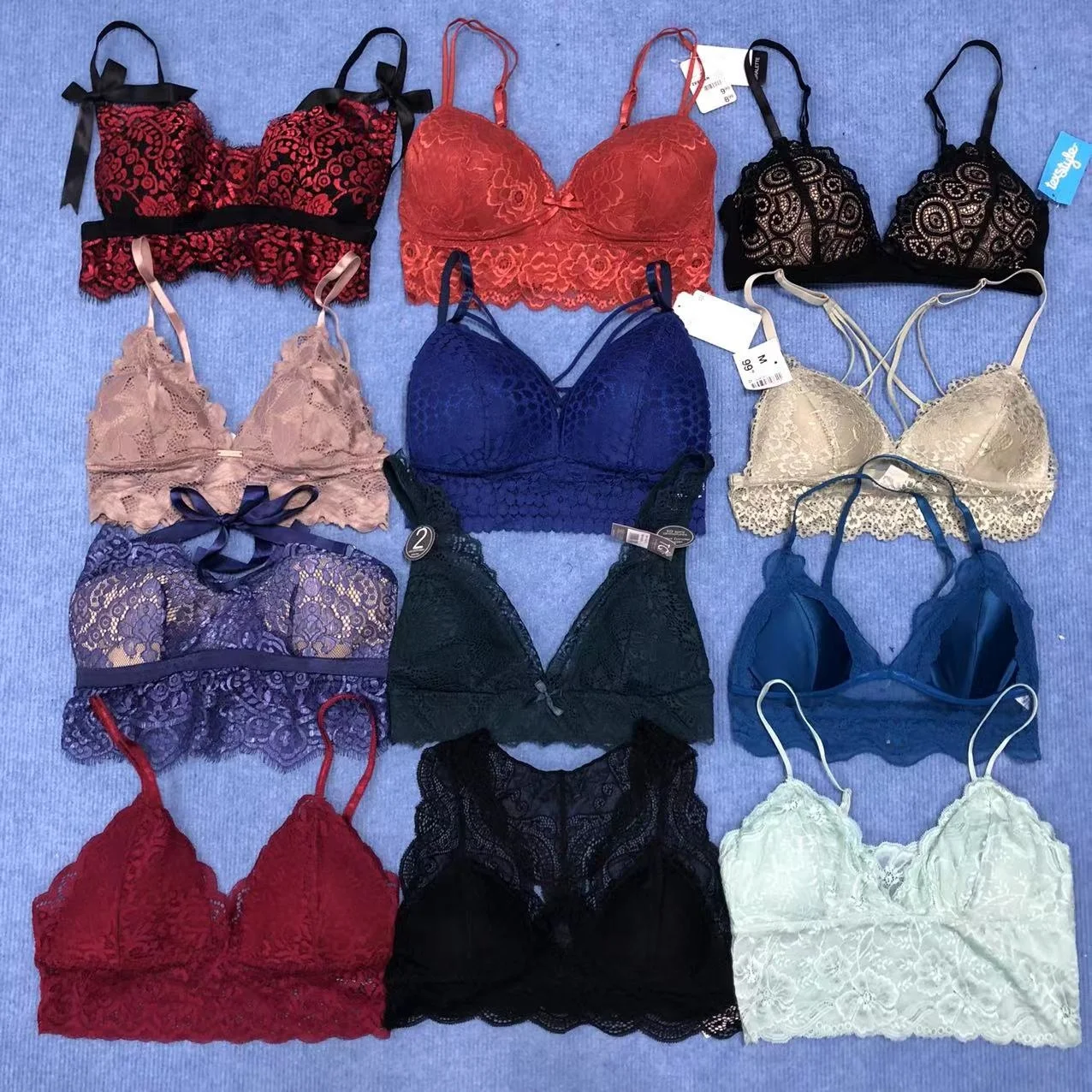 3/4 Cup Sexy Lace Silk Underwear Women's Thickened Padded Bra Skin ...