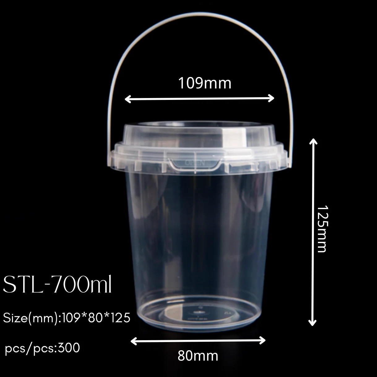 24oz 32 Oz Plastic Drink Buckets Wholesale Disposable Fruits Container