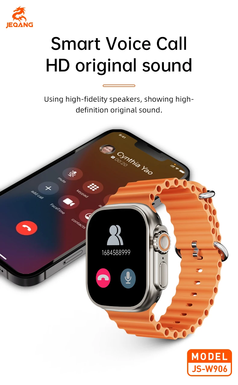 JEQANG Smart Watch with SIM Card Support Blood Glucose Blood Oxygen Heart Rate Sleep Monitoring Call