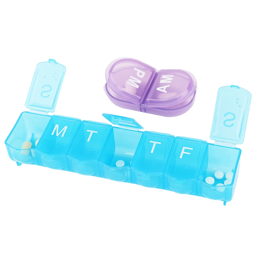 Еженедельные пластиковая коробка таблетки 7 дней для хранения таблеток с овальной формы AM PM таблетница