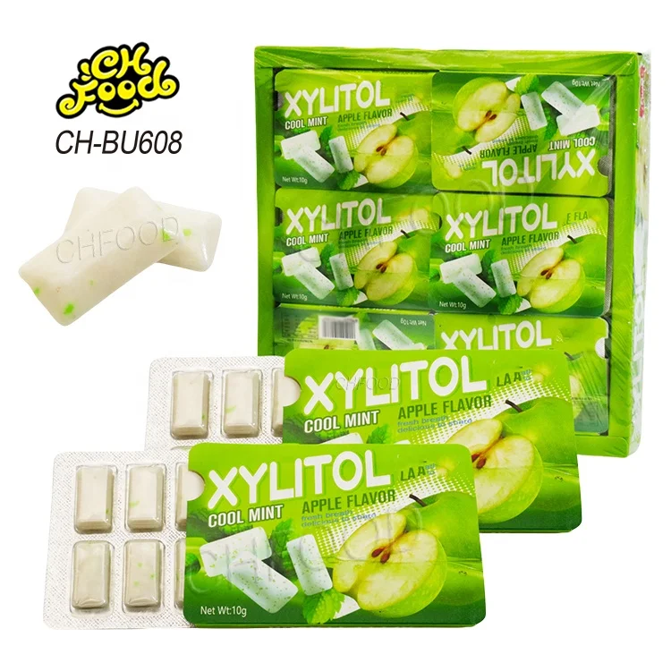 Crispy Green apple Mint Flavor Chewing Gum in Box Wholesale and OEM