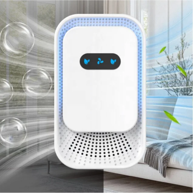 Wall Plug Air Ionizer Modern Rounded Edge Air Cleaner with Ambient Light Eliminate Smoke Dust Pollen for Bedroom Office Toilet